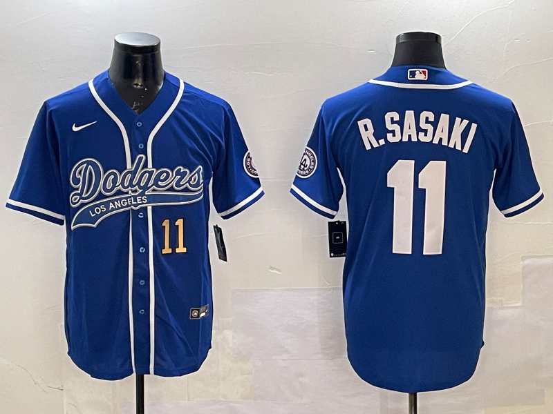 Men Los Angeles Dodgers #11 R Sasaki blue 2025 MLB nike jersey style 21